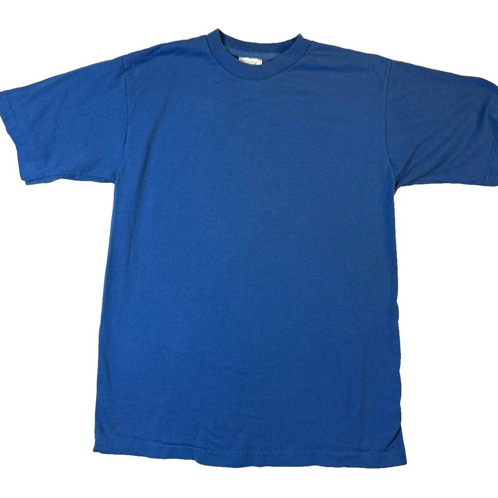 Vintage 90s United Sports Blank TShirt Mens L Blue Heavyweight Single Stitch USA